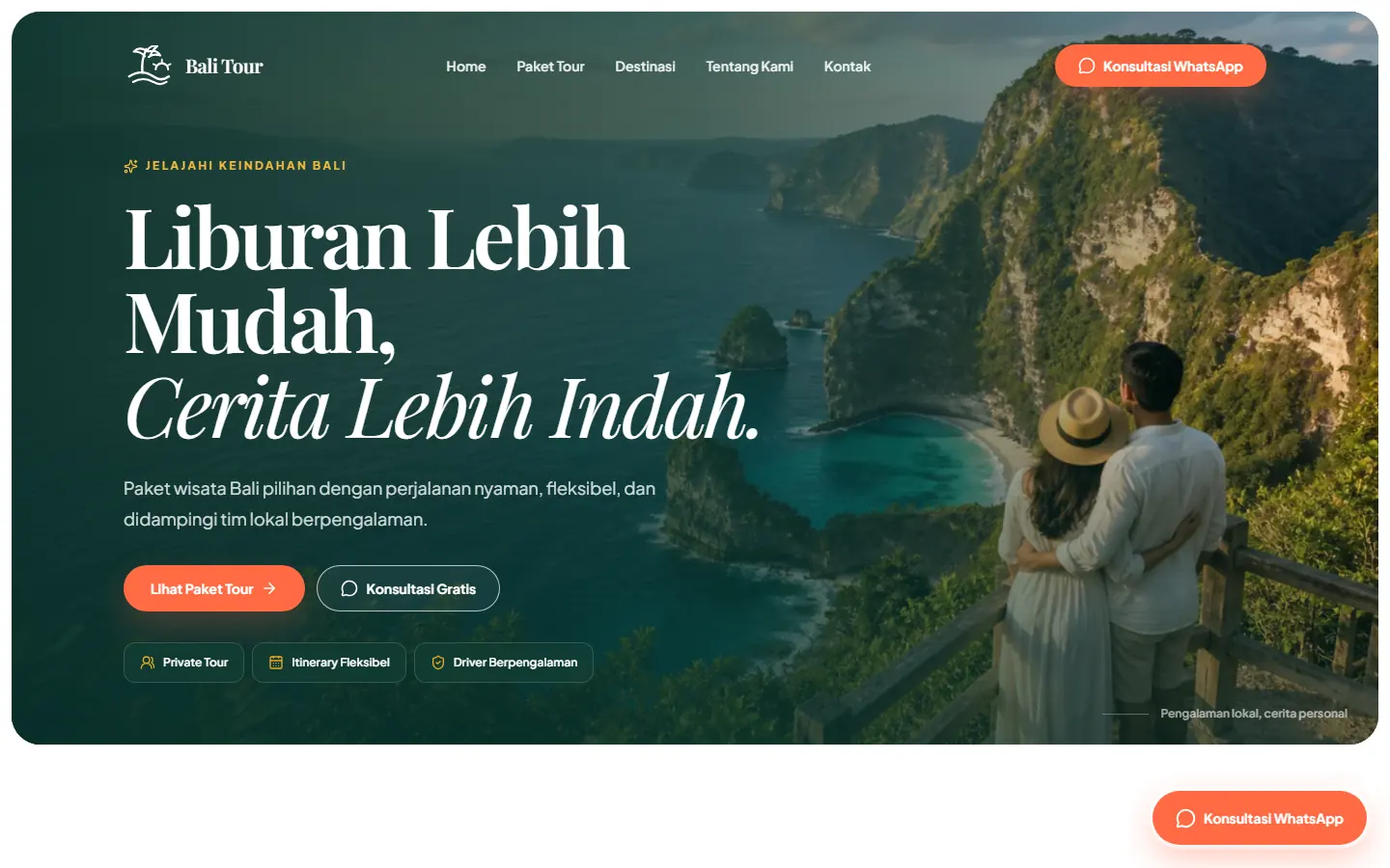 Konsep website travel Bali Tour