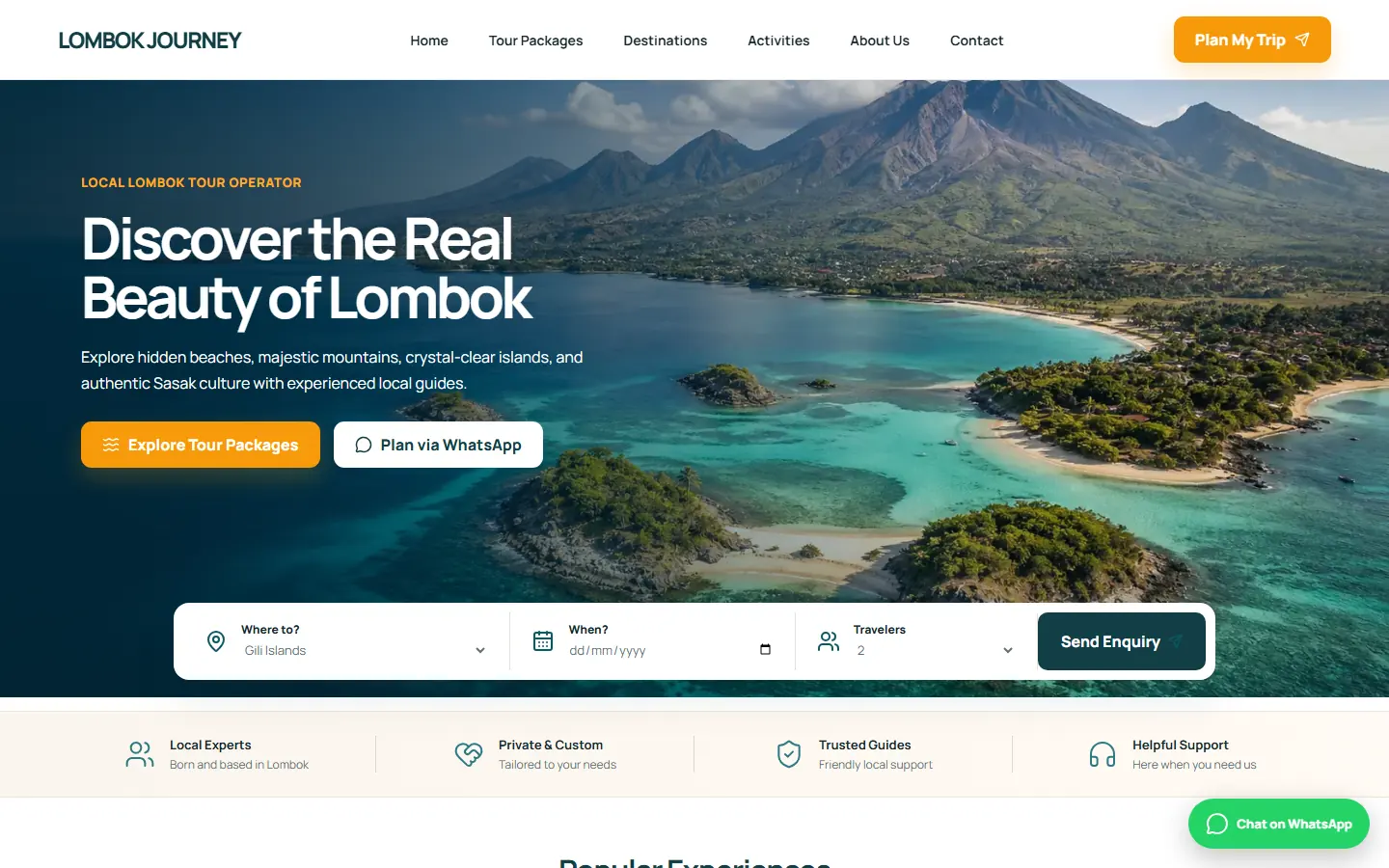 Konsep website profesional Web Tour Travel