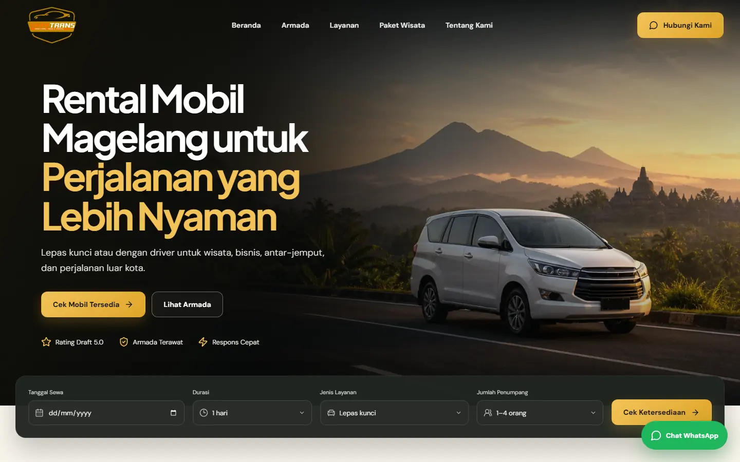 Konsep website rental dan tour Yaya Trans